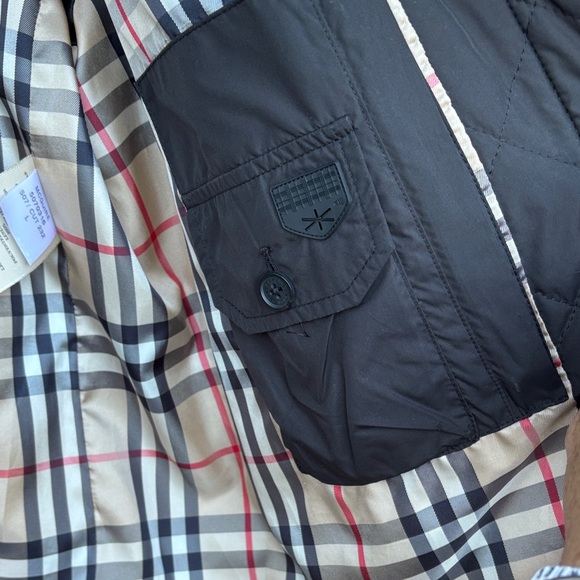 Burberry London Ladies/Men’s Nova Check Black Leather Trim Snap Buttons Jacket-L - Picture 7 of 15